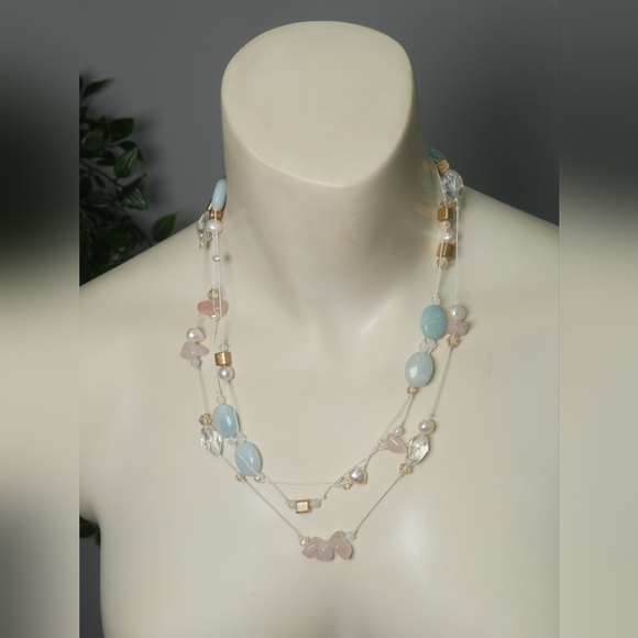 Gemstone, Pearl, and Golden Nugget String Necklace Set - Picture 2 of 3